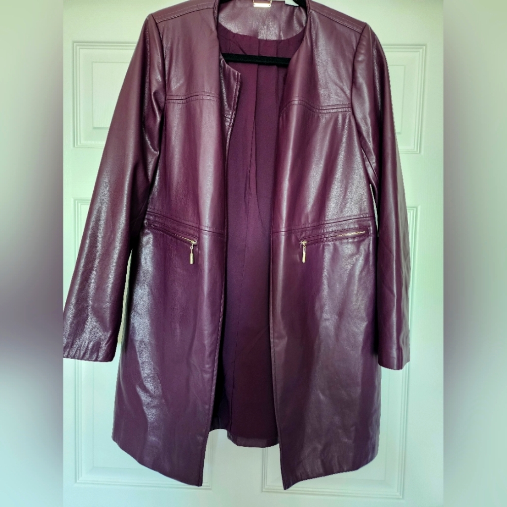 Chico's Women's Plum Faux Leather Jacket